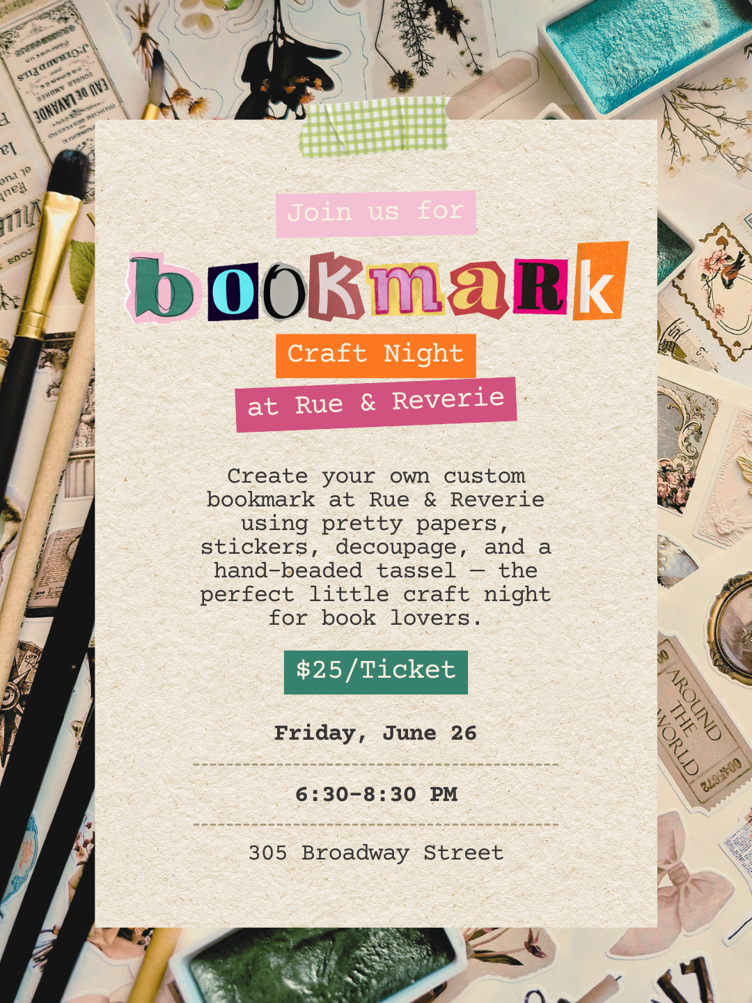 Bookmark Craft Night - 6/26